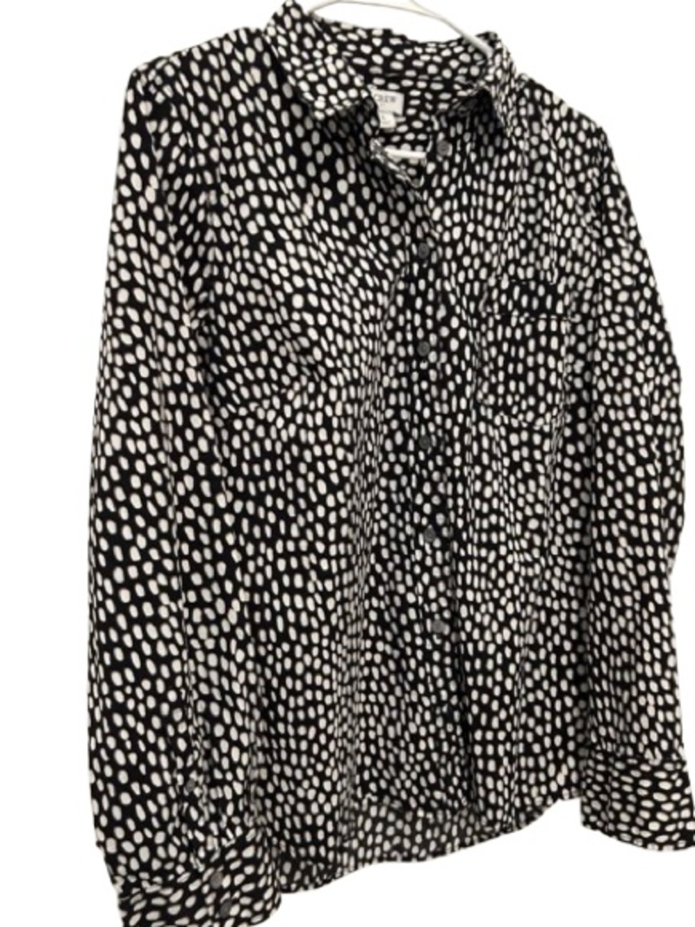 Reimagined by J. Crew Black and White Dot Button-Down Blouse Size L